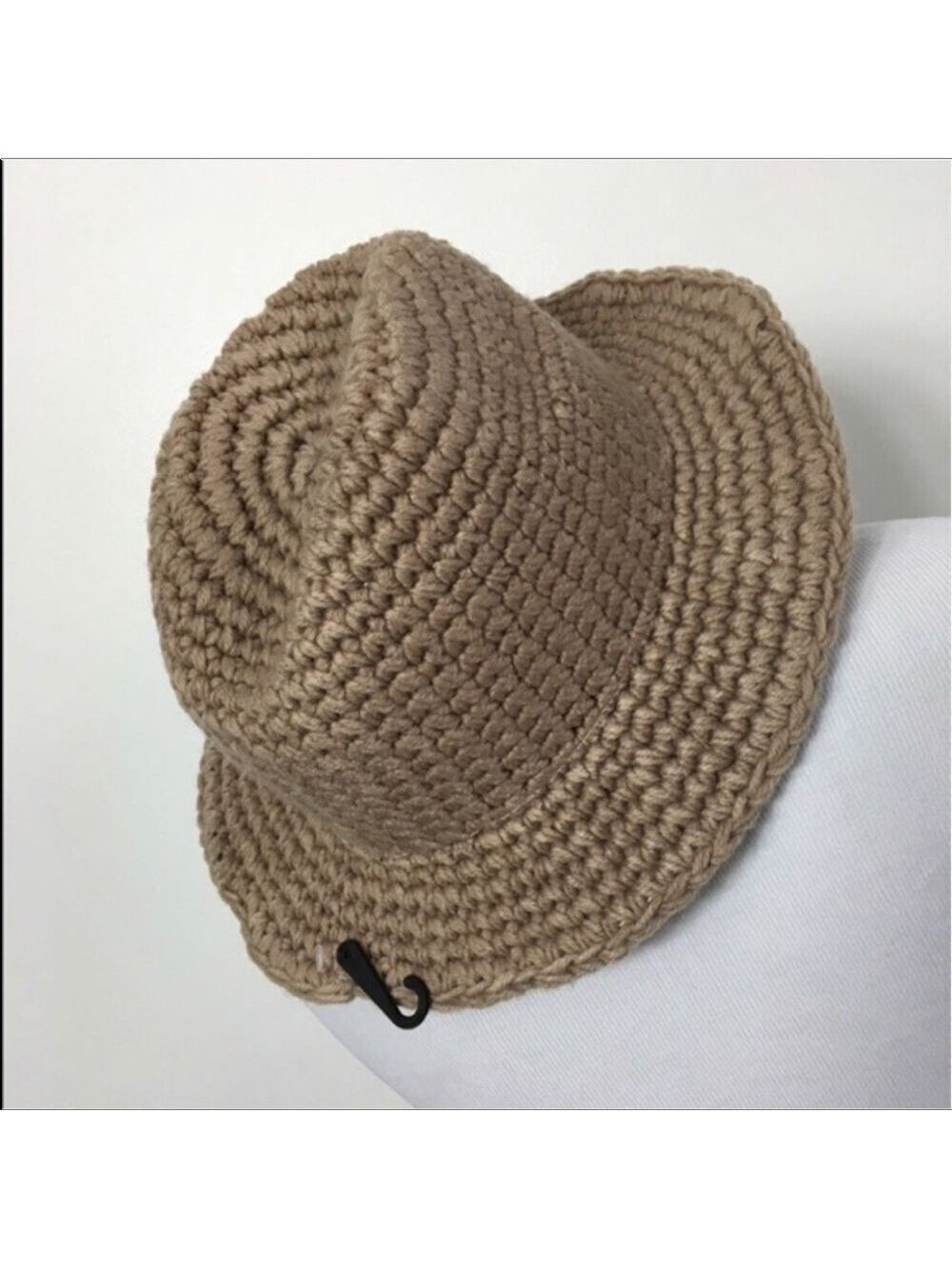D&Y crocheted Panama brim boho hat in taupe